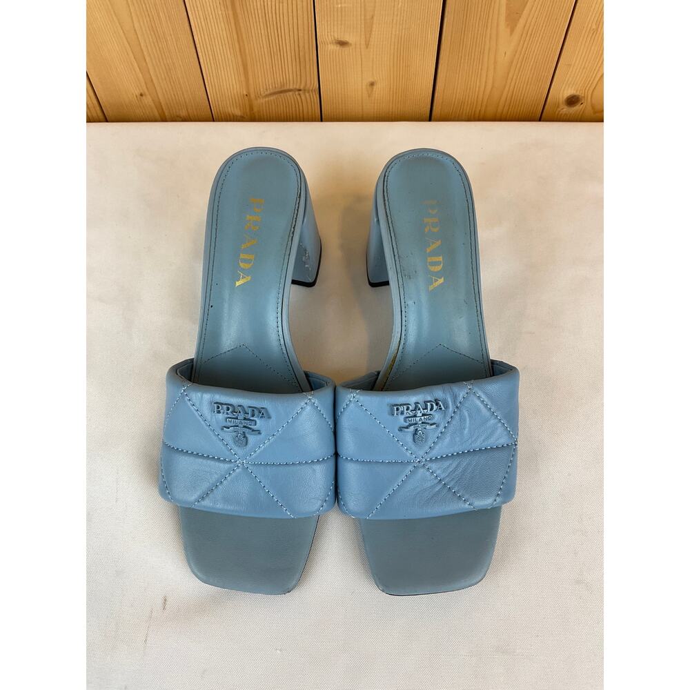 Prada Quilted Mule Sandals - Pale Bule, Size 40 - Picture 2 of 7